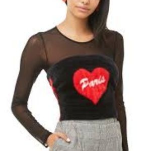 Paris Striped Trim Fuzzy Tube top